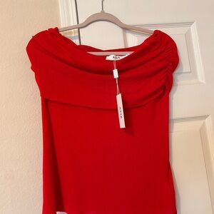 Astr Vibrant Red Off-Shoulder Top